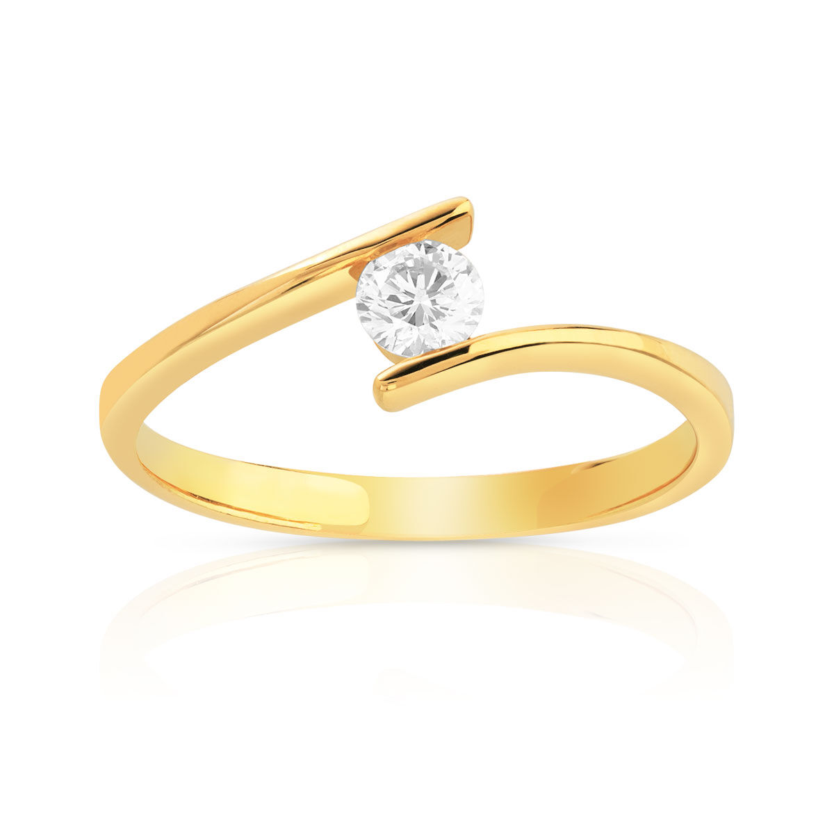 MATY Solitaire or jaune 750 diamant synthÃ©tique 0.20 carat- MATY