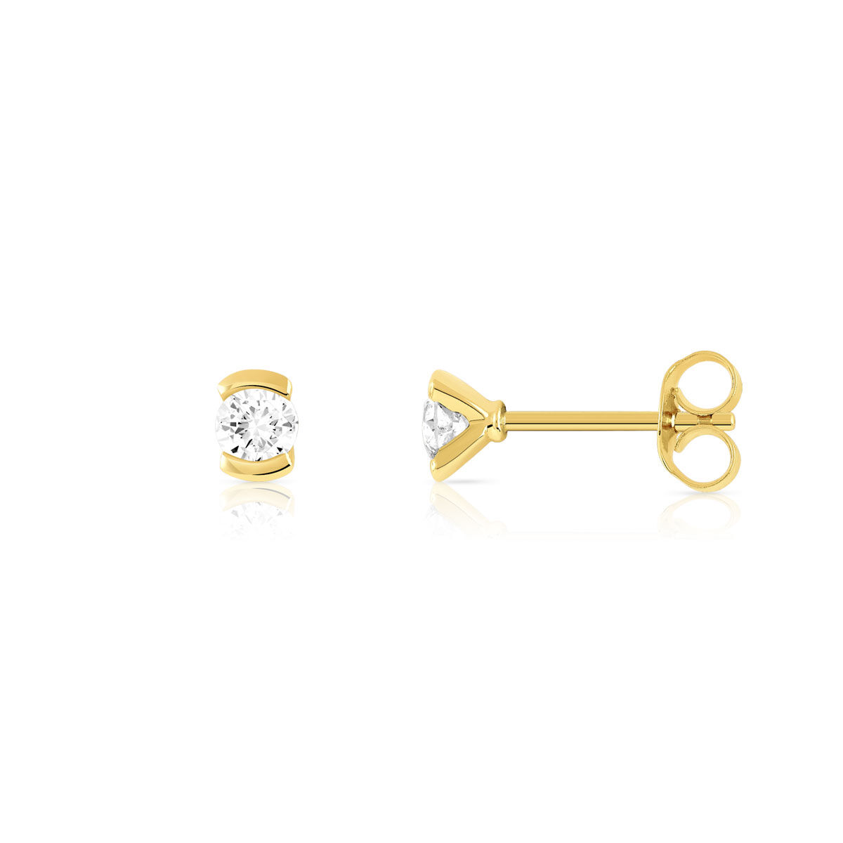 MATY Boucles d'oreilles or jaune 750 diamant synthetique 0.30 carat- MATY