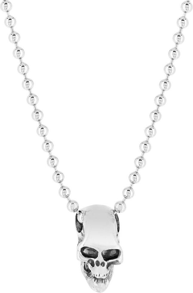 MATY Collier argent 925 tÃªte de mort maille boule 50 cm- MATY