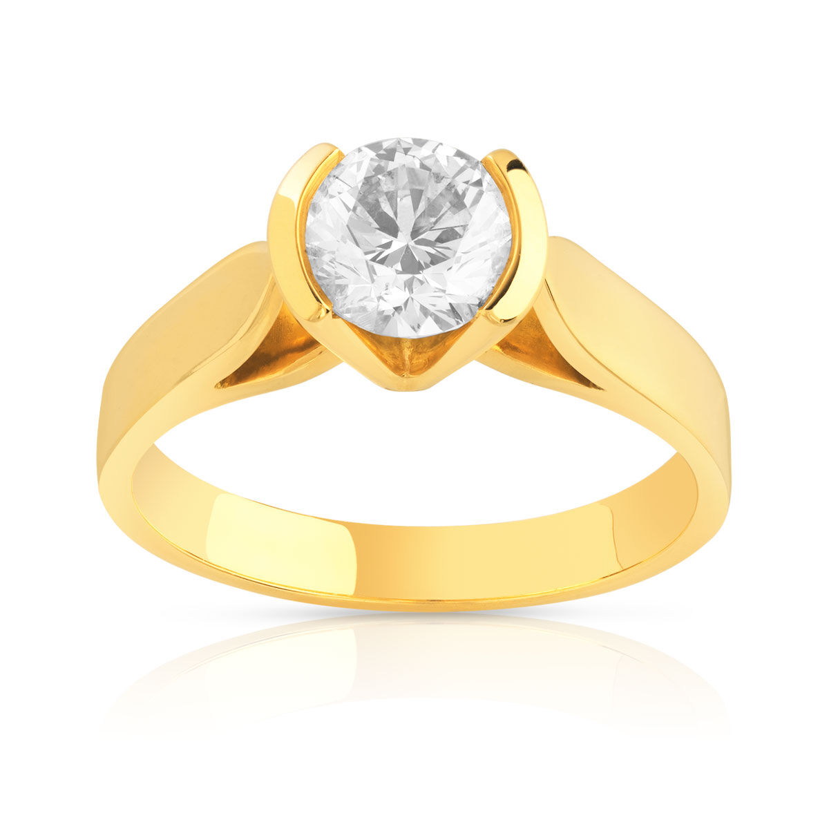 MATY Solitaire or 750 diamant 1 carat H/P1- MATY