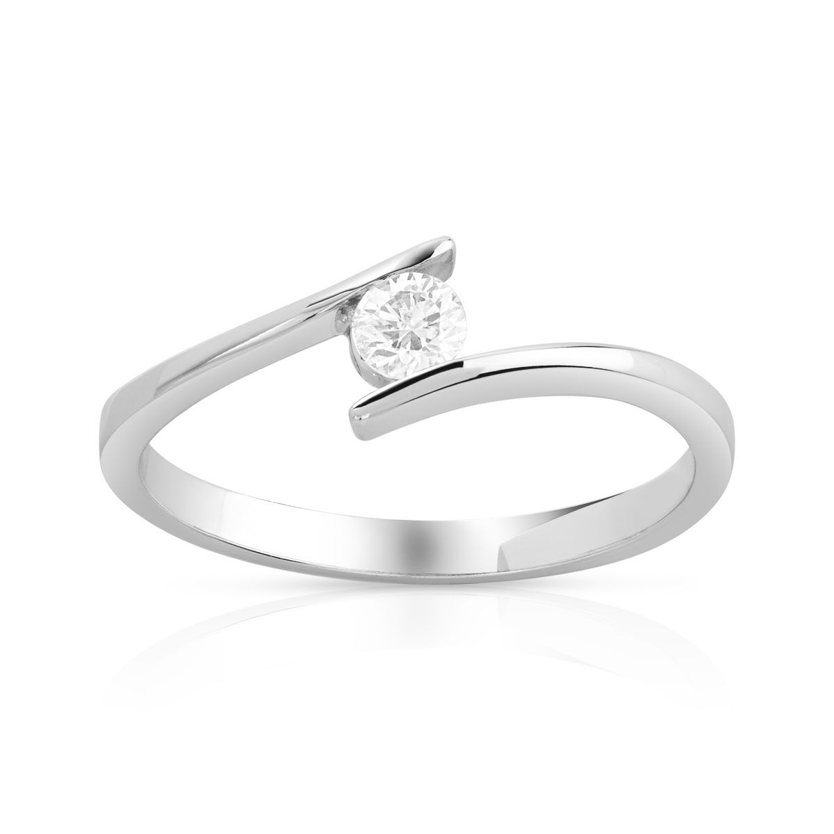 MATY Solitaire or blanc 750 diamant 0.15 carat H/P1- MATY