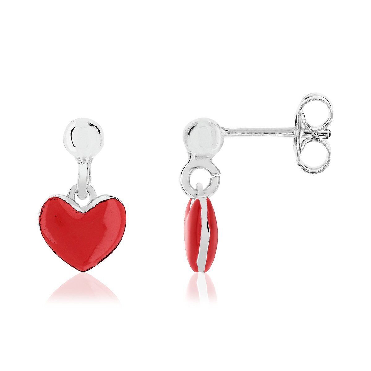 MATY Boucles d'oreilles argent 925 laque coeurs- MATY