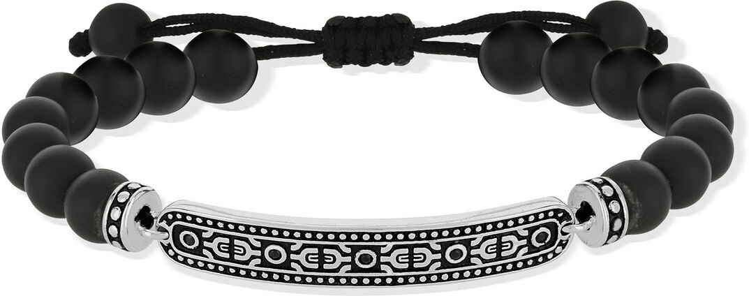 MATY Bracelet argent 925 zirconias noirs et perles en agates noires- MATY