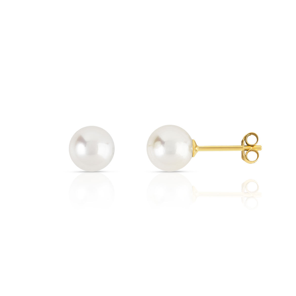 MATY Boucles d'oreilles or 750 jaune perles de culture du Japon- MATY