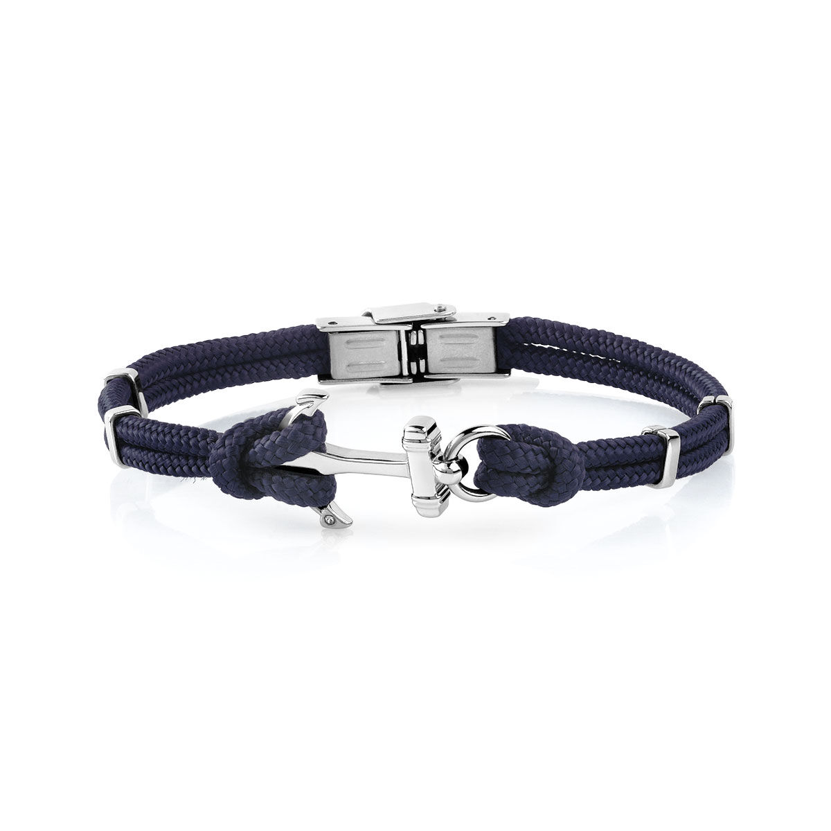 MATY Bracelet acier coton bleu ancre 21 cm- MATY