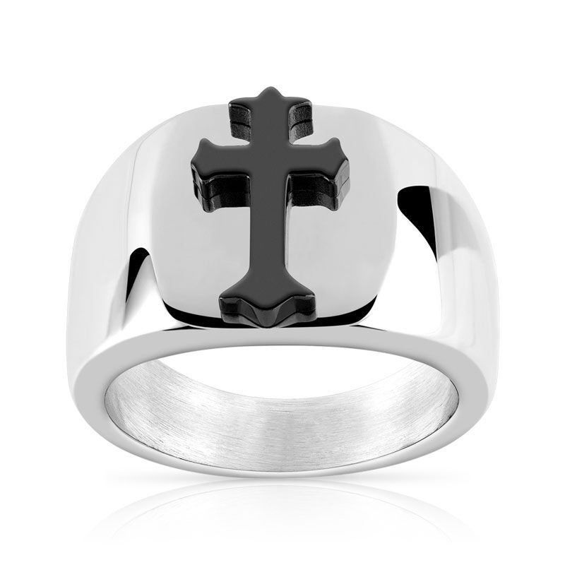 MATY Bague acier croix- MATY