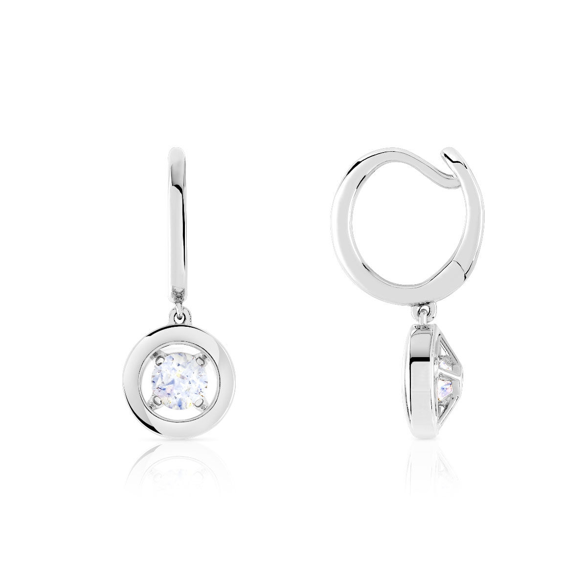 MATY Boucles d'oreilles or 375 blanc diamant- MATY