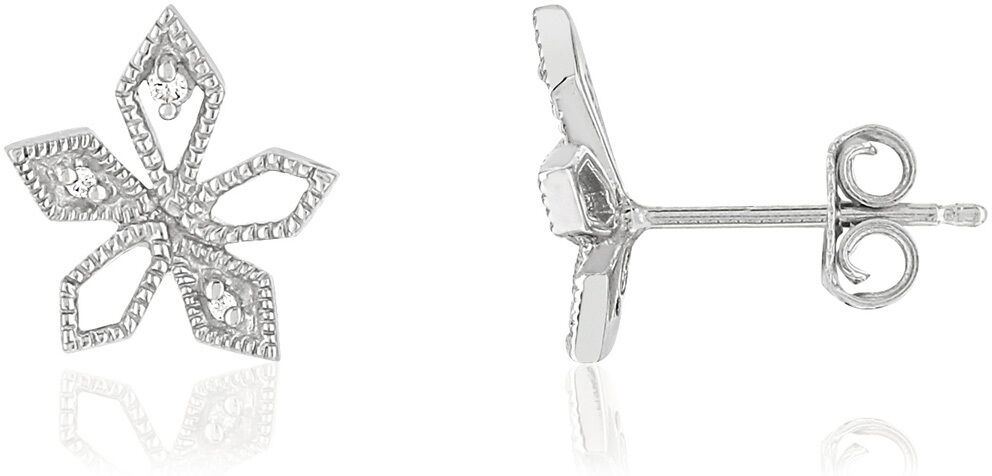 MATY Boucles d'oreilles or blanc 375 zirconias- MATY