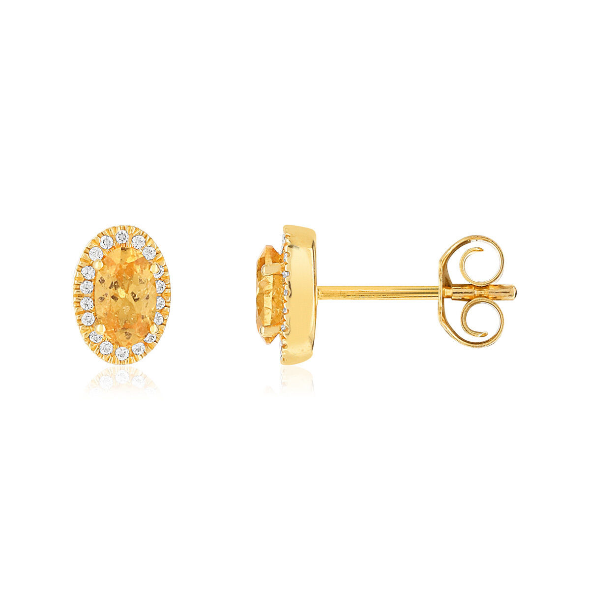 MATY Boucles d'oreilles or 375 grenats diamants- MATY