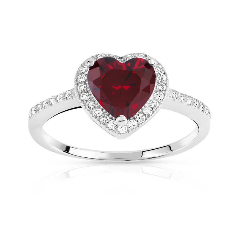 MATY Bague argent 925 coeur zirconias rouges et blancs- MATY