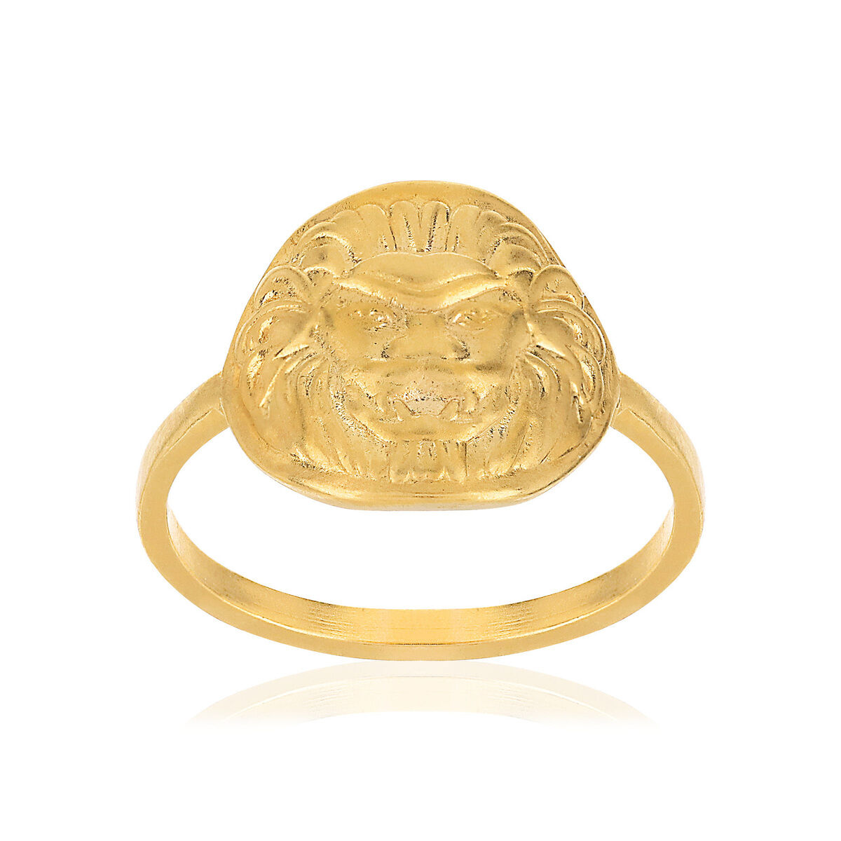 MATY Bague plaquÃ© or mÃ©daille motif lion- MATY