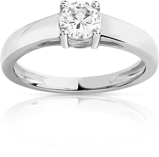 MATY Bague solitaire or 750 blanc diamant 50/100e de carat- MATY