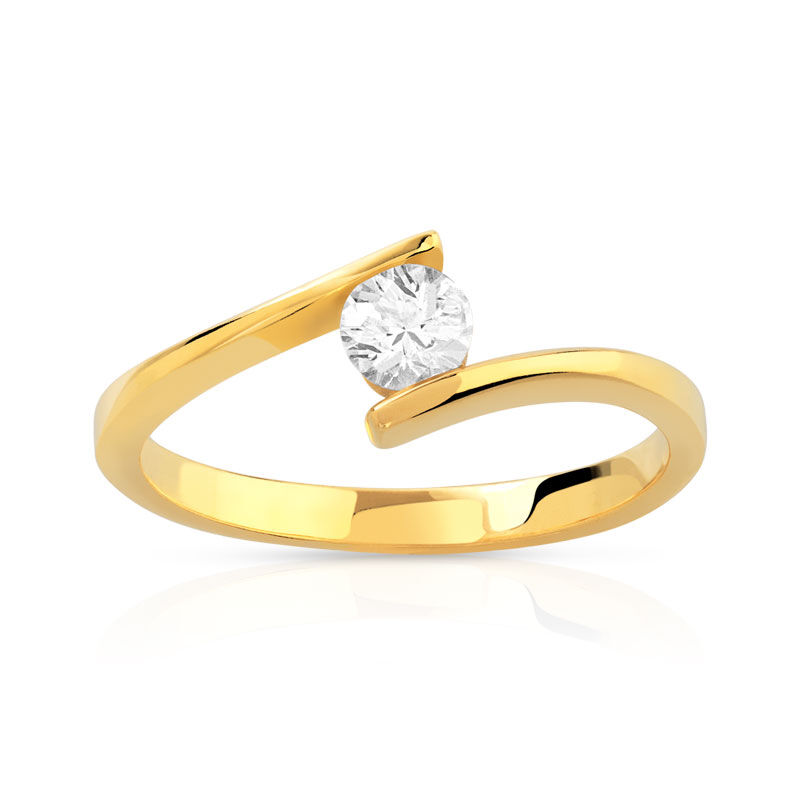 MATY Bague solitaire or 750 jaune 25/100e de carat- MATY