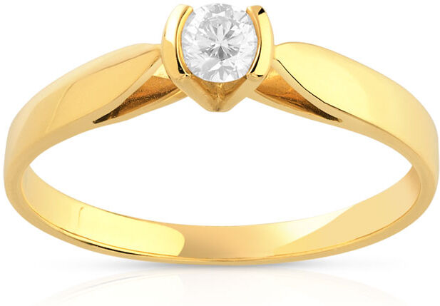 MATY Bague solitaire or 750 jaune diamant 15/100e de carat- MATY