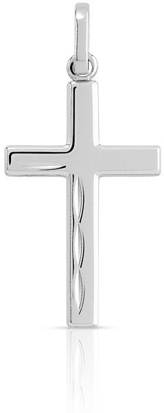 MATY Pendentif croix or 375 blanc personnalisable- MATY