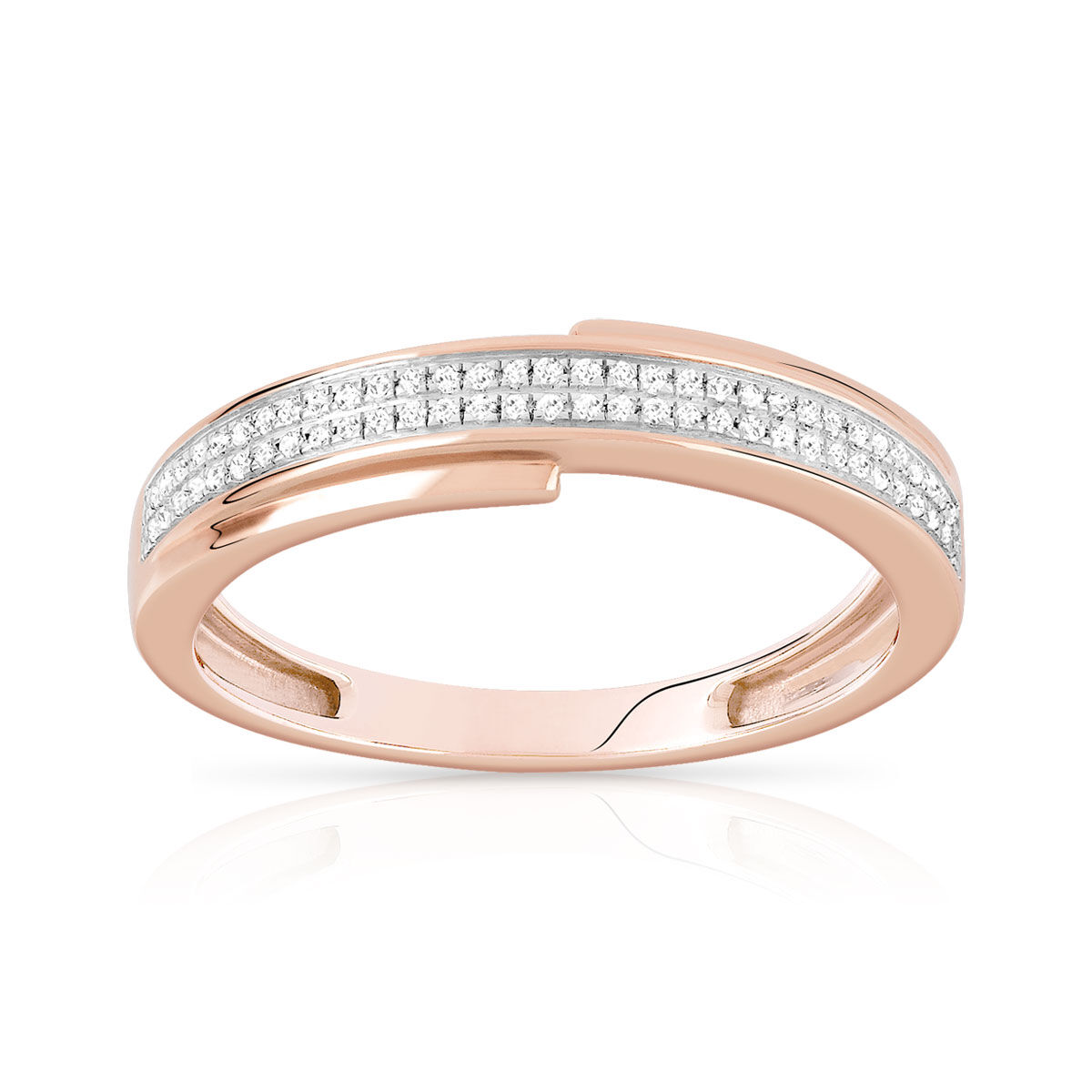 MATY Bague or 375 rose 2 tons diamants- MATY