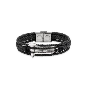 Bruno Banani Lederarmband »Schmuck Geschenk, Armkette Axt Lederband breit... schwarz-edelstahlfarben Größe 21