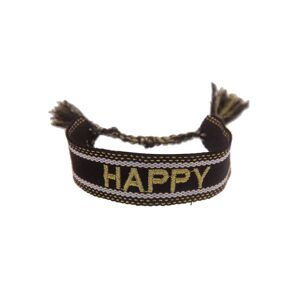 leslii Armband »Happy, Festival Armband, 260120406, 260120411« schwarz-weiss-goldfarben Größe