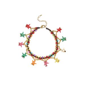 LASCANA Fusskette mit Anhänger, mit Seesternanhängern, Fusskettchen-Armband,... pink-blau-gelb-goldfarben-schwarz Größe