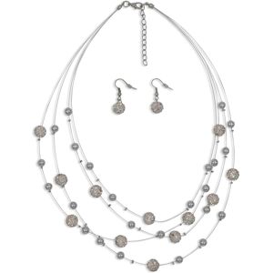 Firetti Collier-Set »Blue Crystal«, (Set, 3 tlg.), mit Glasstein metallfarben-kristallweiss Größe