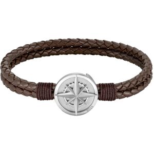 Boss Armband »Schmuck Edelstahl Armschmuck Lederarmband NORTH« braun-edelstahlfarben Größe M