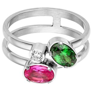 Purelei Fingerring »Schmuck Geschenke, Harmony Ring, 23452«, mit Zirkonia... edelstahlfarben-fuchsia-grün-kristallweiss + fuchsia-grün-kristallweiss Größe 50