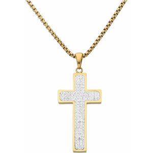 Firetti Kreuzkette »Schmuck Geschenk Halsschmuck Halskette Kreuz glitzernd«,... goldfarben-kristallweiss Größe