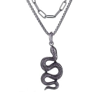 Firetti Kette mit Anhänger »Schmuck Geschenk, Snake«, (Set, 1 tlg.) edelstahlfarben-schwarz Größe