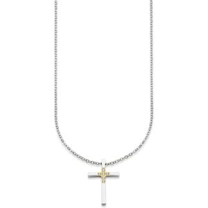 Bruno Banani Kette mit Anhänger »Schmuck Geschenk, Halskette Kreuz mit... edelstahlfarben-gelbgoldfarben Größe