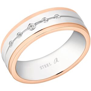 Amor Fingerring »Uni Chic«, mit Zirkonia (synth.) silberfarben-roségoldfarben-kristallweiss + kristallweiss Größe 54