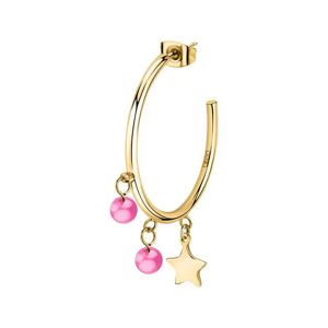 La Petite Story - Einzelohrstecker, Star+fuchsia Beads, One Size, Gold