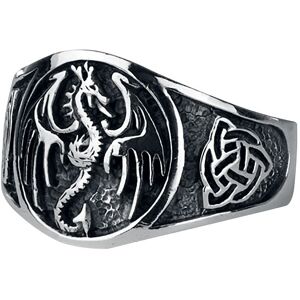 etNox hard and heavy Ring - Dragon - für Herren - silberfarben