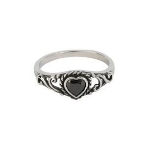 etNox - Gothic Ring - Black Heart - für Damen - schwarz/silberfarben