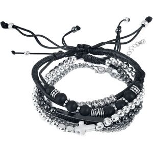 Black Premium by EMP Armband-Set - Cross - schwarz/silberfarben