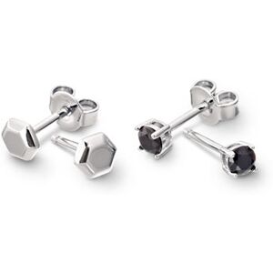 Tchibo - 925 Silber Ohrstecker Set Hexagon - Schwarz 925 Silber rhodiniert Zirkonia 1  female