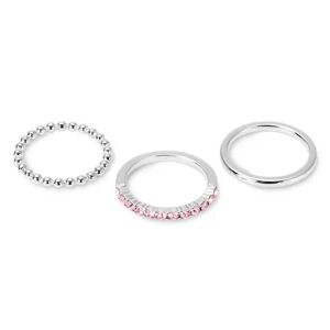 Tchibo - Ring-Set verziert mit Swarovski® Kristallen - Silber - Gr.: 18 Messing  18 female