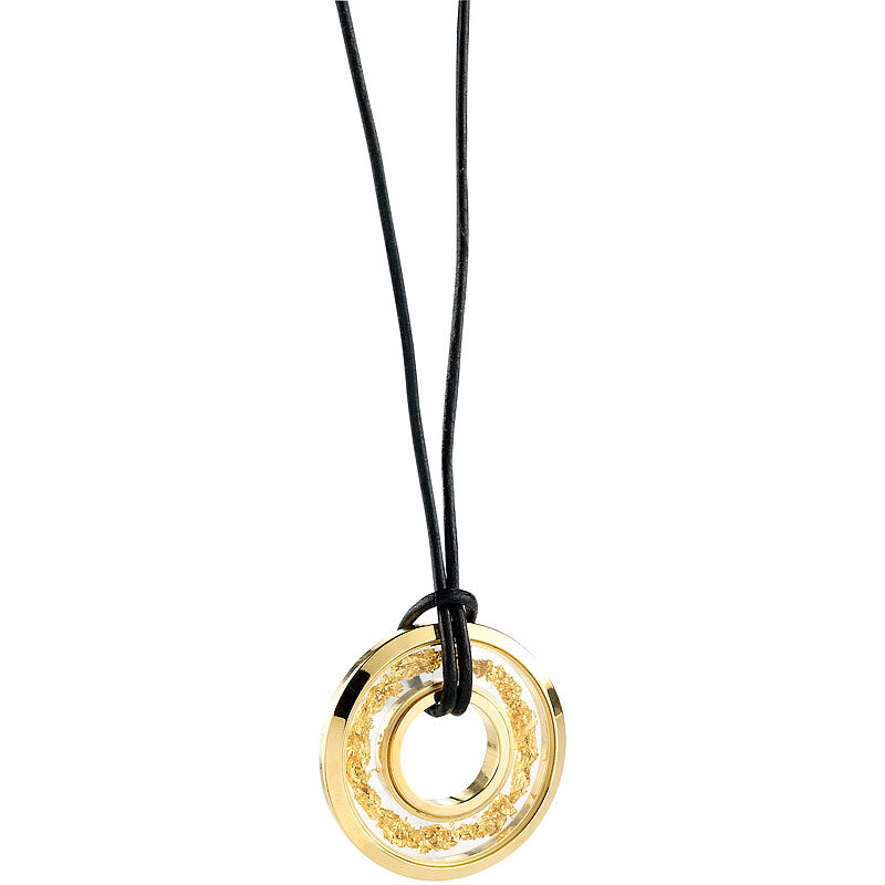St. Leonhard Damen-Halskette Kreole vergoldet gefüllt mit Feingold Splittern