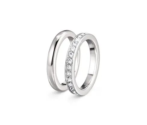 Tchibo - Memoire-Ring veredelt mit Kristallen von Swarovski® - Silber - Gr.: 17 Messing  17