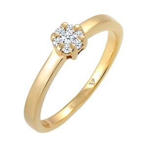 Elli DIAMONDS Blume Verlobung Diamant (0.12 ct.) 585 Gelbgold Ringe Damen