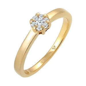 Elli DIAMONDS Blume Verlobung Diamant (0.12 ct.) 585 Gelbgold Ringe Damen