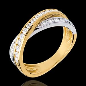 Edenly Ring Ellipse in Weiss- und Gelbgold - 0.6 Karat - 23 Diamanten