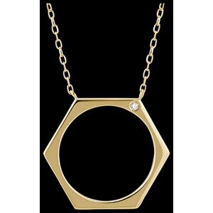 Edenly Halskette Hexagon - Gelbgold, 9 Karat, mit Diamant