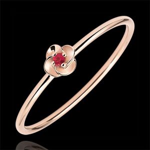 Edenly Ring BlÃ¼te - Erste Rose - Kleines Modell - RosÃ©gold und Rubin - 9 Kara