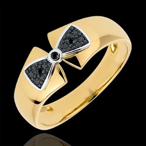 Edenly Ring Schleife Amelia in Gelbgold mit schwarzen Diamanten