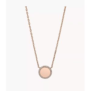 Fossil Outlet Halskette PavÃ© Disc Rose Gold-Tone Stainless Steel Necklace - RosÃ©gold - Female - RosÃ©gold