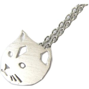 7bis [Q0972] - Collier Artisanal 'Chat' Argenté - 11x10 Mm