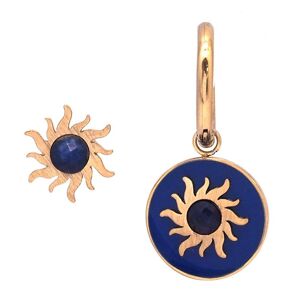 Les Trésors De Lily [Q8564] – Goldblaue Designer-Ohrringe „soleil“ Aus Stahl – 13 Mm – 15 Mm Muster Und 10 Mm Sonnenchip