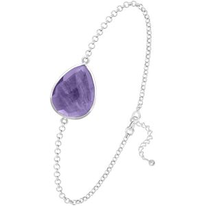 Les Trésors De Lily [R1034] - Handgefertigtes Silberarmband 'Mineralia' Silberamethyst - 18x14 Mm