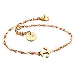 Les Trésors De Lily [R0265] - Edelstahl-Designer-Armband 'Ancre Marine' Rosa Blush Gold - 9x8 Mm