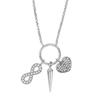 Les Trésors De Lily [R4945] - Collier Argent Artisanal 'Porte-Bonheur' Blanc Argenté (Rhodié) - 14x5 Mm (Infini)